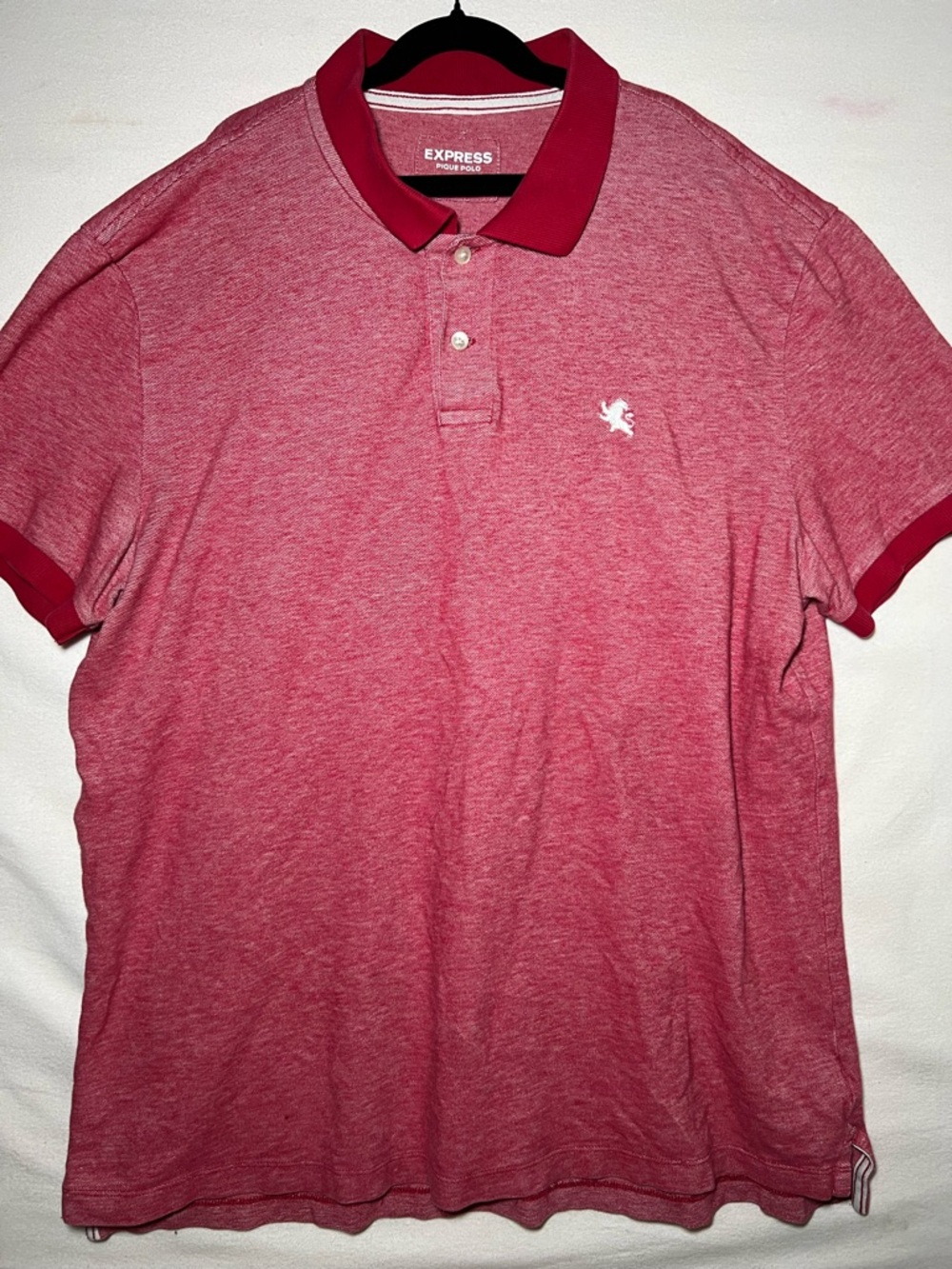 Express Men’s Heather Red Polo with Contrast Collar